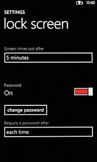Press the indicator next to Password to turn off the function.Key in your phone lock code.