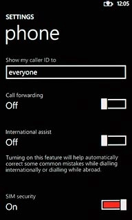 Press the indicator next to Call forwarding to turn on the function.