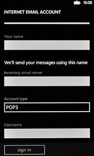 Press the field below Username and key in the username for your email account.