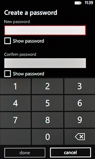 Press the field below New password and key in the required phone lock code.