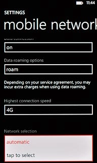 Press tap to select.Your phone searches for networks within range.
