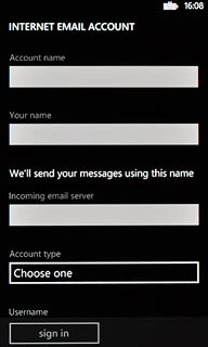 Press the field below Account name and key in a name for the email account.