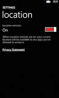 Press the indicator next to Location services.Depending on the current setting, the function is turned on or off.
