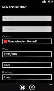 Press Subject and key in a subject for the appointment.Follow the instructions on the display to key in more information, such as location, duration and reminder.
