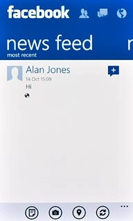 You can now use the application.Please note that Facebook isn't part of the original application package and therefore only a general description is given here.You have a number of options, such as:Write status updatesSend messagesWrite text on WallUpload picturesSelect application settings