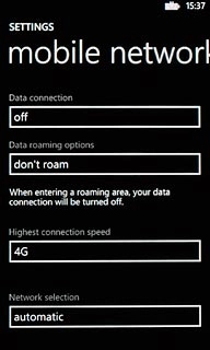 Press the field below Data connection.