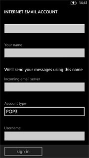 Press the field below Username and key in the username for your email account.