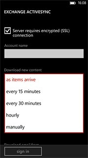 Press the required period or manually.Please note: Each time your phone connects to the server to synchronise, data charges will apply.
