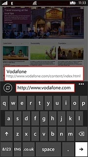 Key in the address of the required web page and press arrow right.