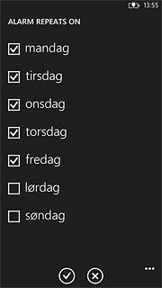 When the box next to a day is ticked (V), the day is selected.