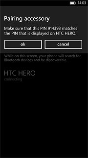 Check that the same access code is displayed on both devices and press ok.