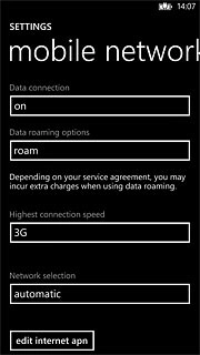 Press the field below Data roaming options.