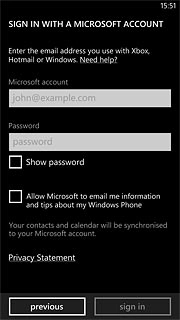 Press the field below Microsoft account and key in the email address for your Microsoft account.