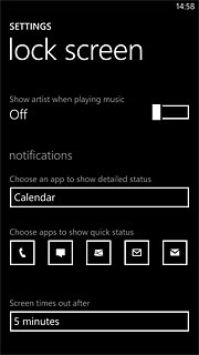 Press the field below Screen times out after.
