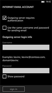 Press Outgoing server requires authentication to turn SMTP authentication on or off.