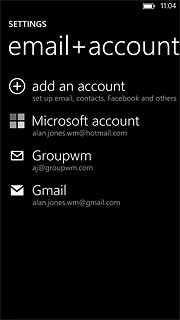 Press and hold the required email account until a pop-up menu is displayed.