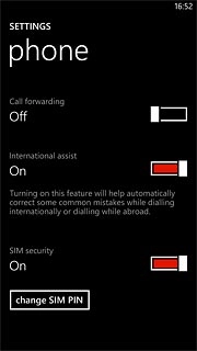Press the indicator next to Call forwarding to turn on the function.
