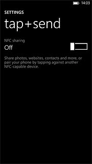 Press the indicator next to NFC sharing to turn the function on or off.Depending on the current setting, the function is turned on or off.