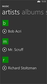 Slide your finger left to select the required category.Go to the required audio file.