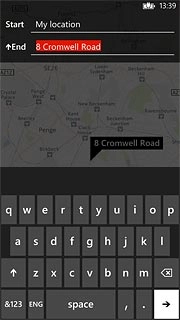Press arrow right to plan a route to the destination.After a moment the directions are displayed.