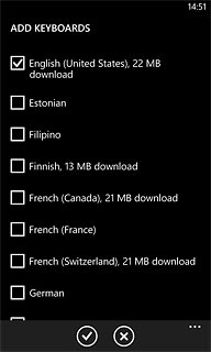 When the menu item is ticked (V), the language is selected.