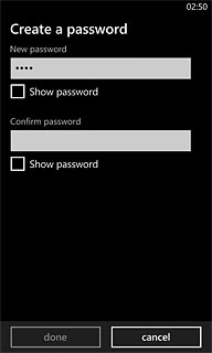 Press the field below Confirm password and key in the phone lock code.