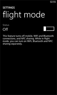 Press the indicator next to Status.Depending on the current setting, the function is turned on or off.