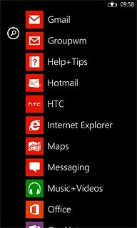 Slide your finger left on the display.Press the required email account.