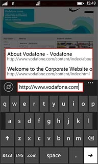 Key in the address of the required web page and press arrow right.