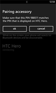 Check that the same access code is displayed on both devices and press ok.