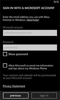 Press the field below Password and key in the password for your Microsoft account.