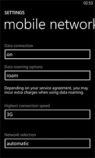 Press the field below Network selection.