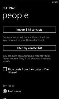 Press import SIM contacts.