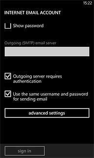 Press Outgoing server requires authentication to turn SMTP authentication on or off.