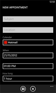 Press Subject and key in a subject for the appointment.Follow the instructions on the display to key in more information, such as location, duration and reminder.