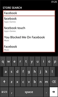 Key in Facebook and press arrow right.
