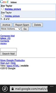 You can now use the application.Please note that Gmail isn't part of the original application package and therefore only a general description is given here.You have a number of options, such as:Send email messagesRetrieve and read email messagesReply to email messagesView list of contactsSelect application settingsCreate a new Gmail account