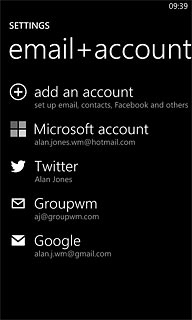 Press the email account you've just set up.