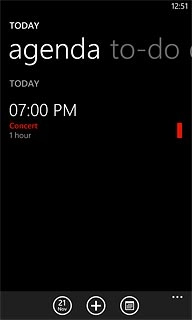 Slide your finger left on the display to find agenda.