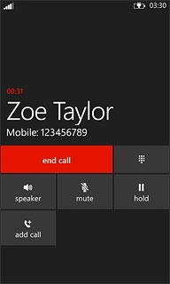 Press end call to end the call and return to standby mode.