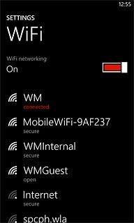 Press the indicator next to WiFi networking.Depending on the current setting, the function is turned on or off.