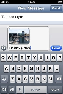 Write the text for your picture message and press Send.