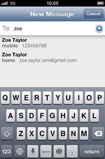 A picture message containing the picture or video clip is created.Key in the first letters of the required contact.Matching contacts are displayed.Press the required contact.