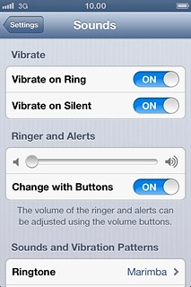 To turn vibration on or off when silent mode is turned off:Press the indicator next to Vibrate on Ring.