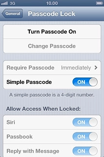 Press Turn Passcode On.Key in a phone lock code of your own choice.Key in the same phone lock code again.
