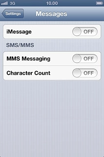 Press the indicator next to MMS Messaging to turn on the function.