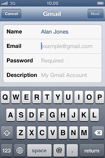 Press Email and key in your email address (such as name@provider.com).