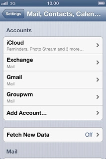 Press the name of the Exchange email account you've just set up.
