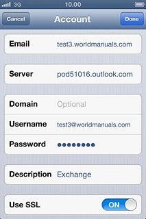 Press the indicator next to Use SSL.Depending on the current setting, security is turned on or off.