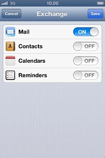 Press the indicator next to the required data type to turn synchronisation of the specific data types on or off.